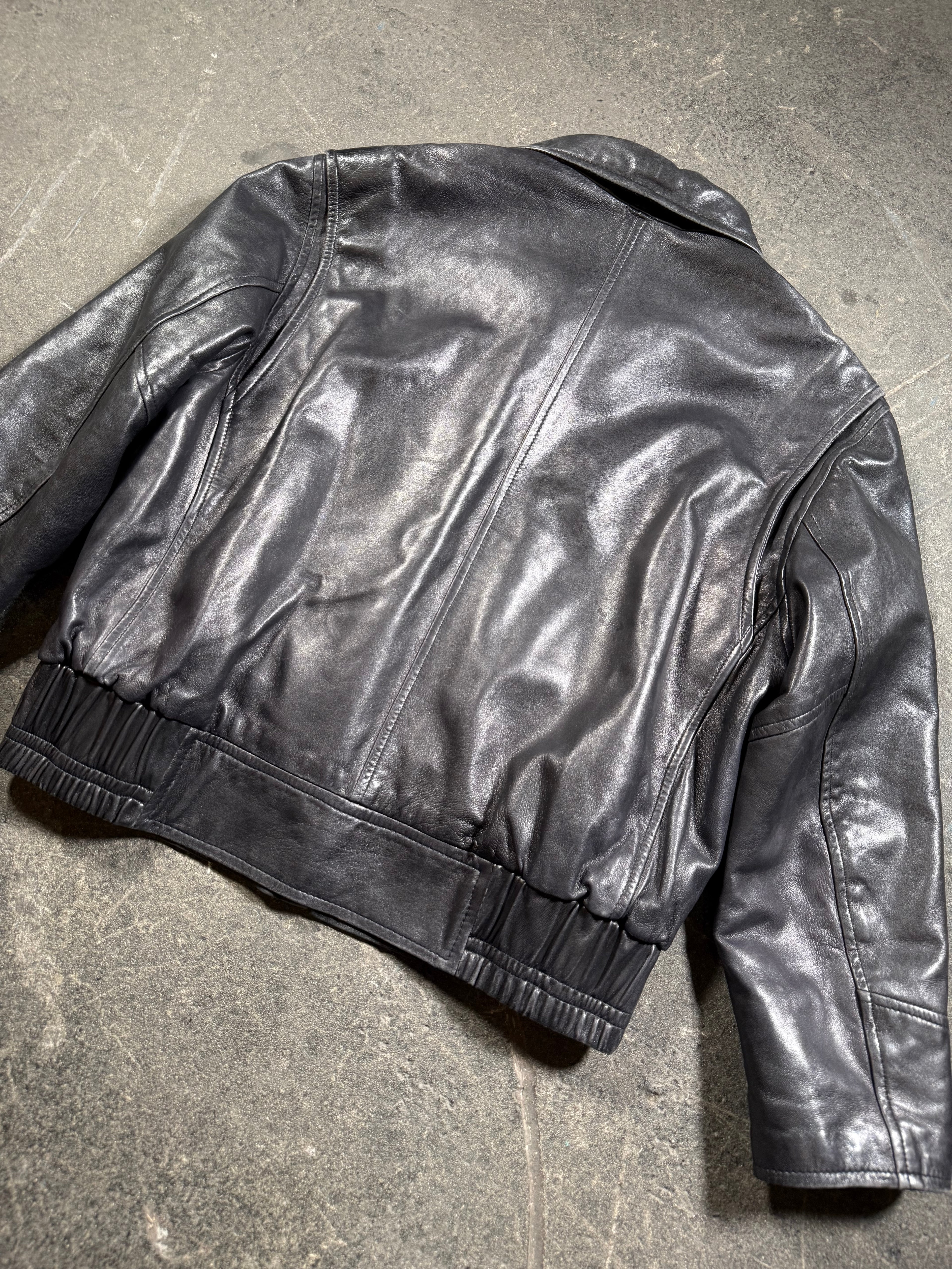 Vintage Lederjacke | Vintage Leather Jacket Aviator | cropped fit | 80's / 90's | M
