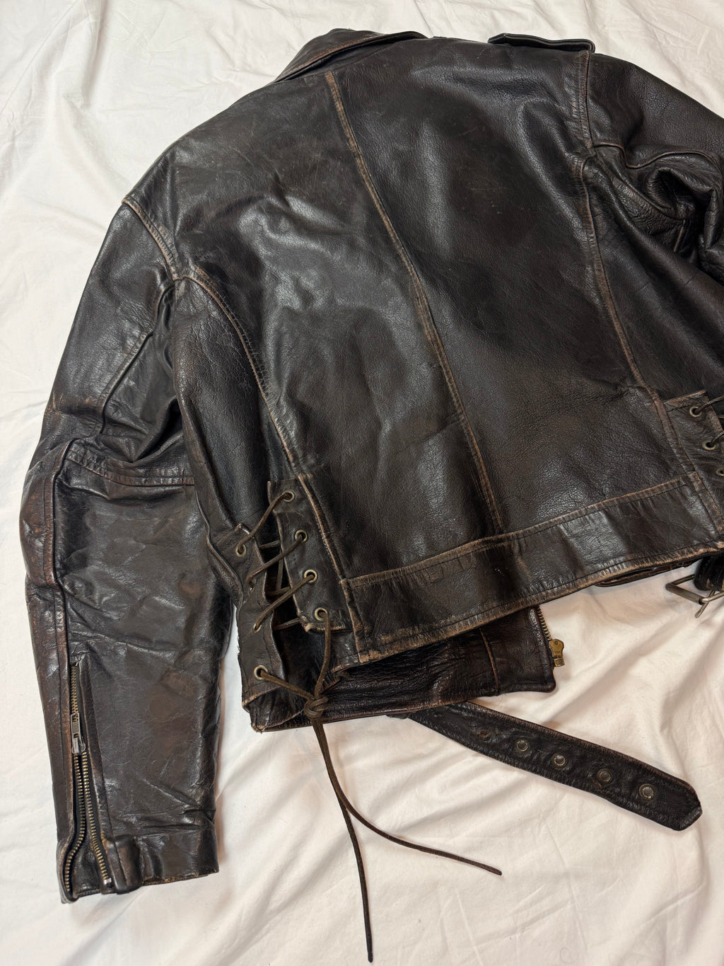 Vintage Biker Leather Jacket / used look / archive / 70's/80's | M