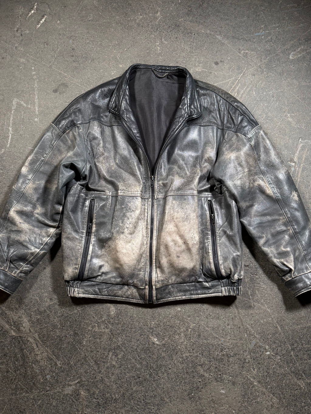 Vintage Lederjacke | Vintage Leather Jacket Aviator | used look | cropped fit | 80's / 90's | M