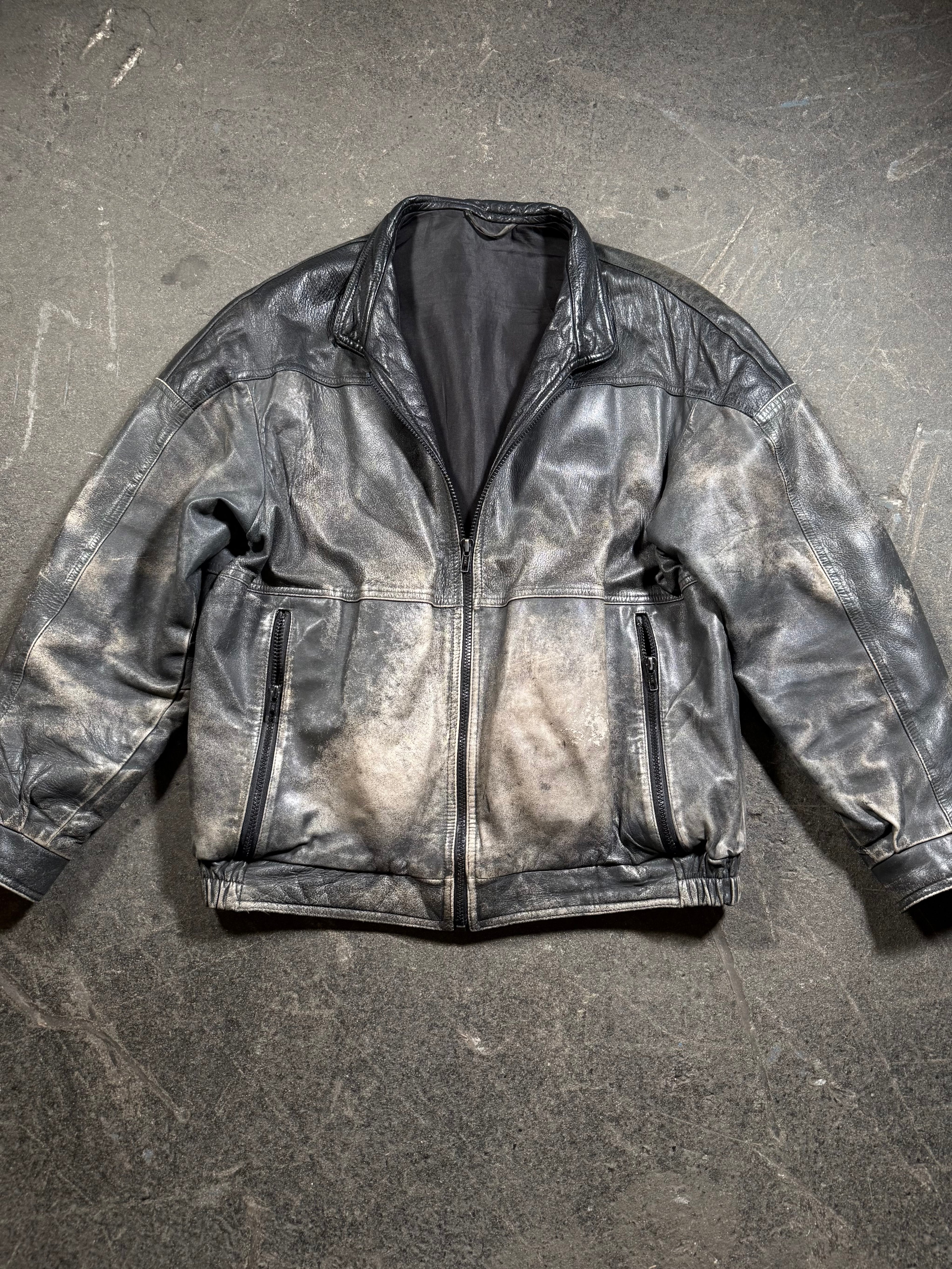 Vintage Lederjacke | Vintage Leather Jacket Aviator | used look | cropped fit | 80's / 90's | M