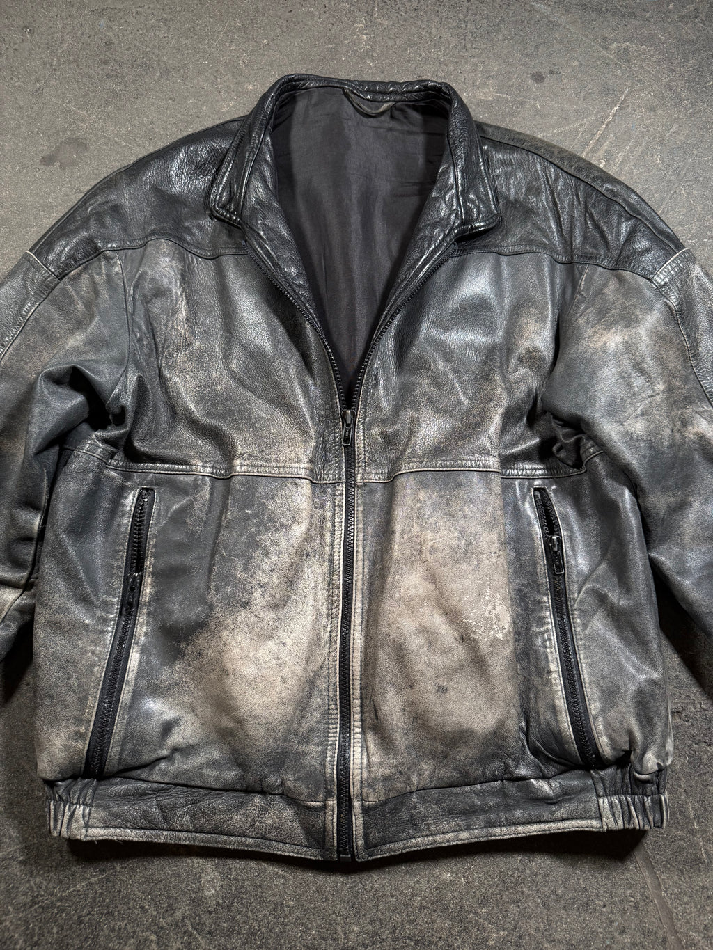 Vintage Lederjacke | Vintage Leather Jacket Aviator | used look | cropped fit | 80's / 90's | M