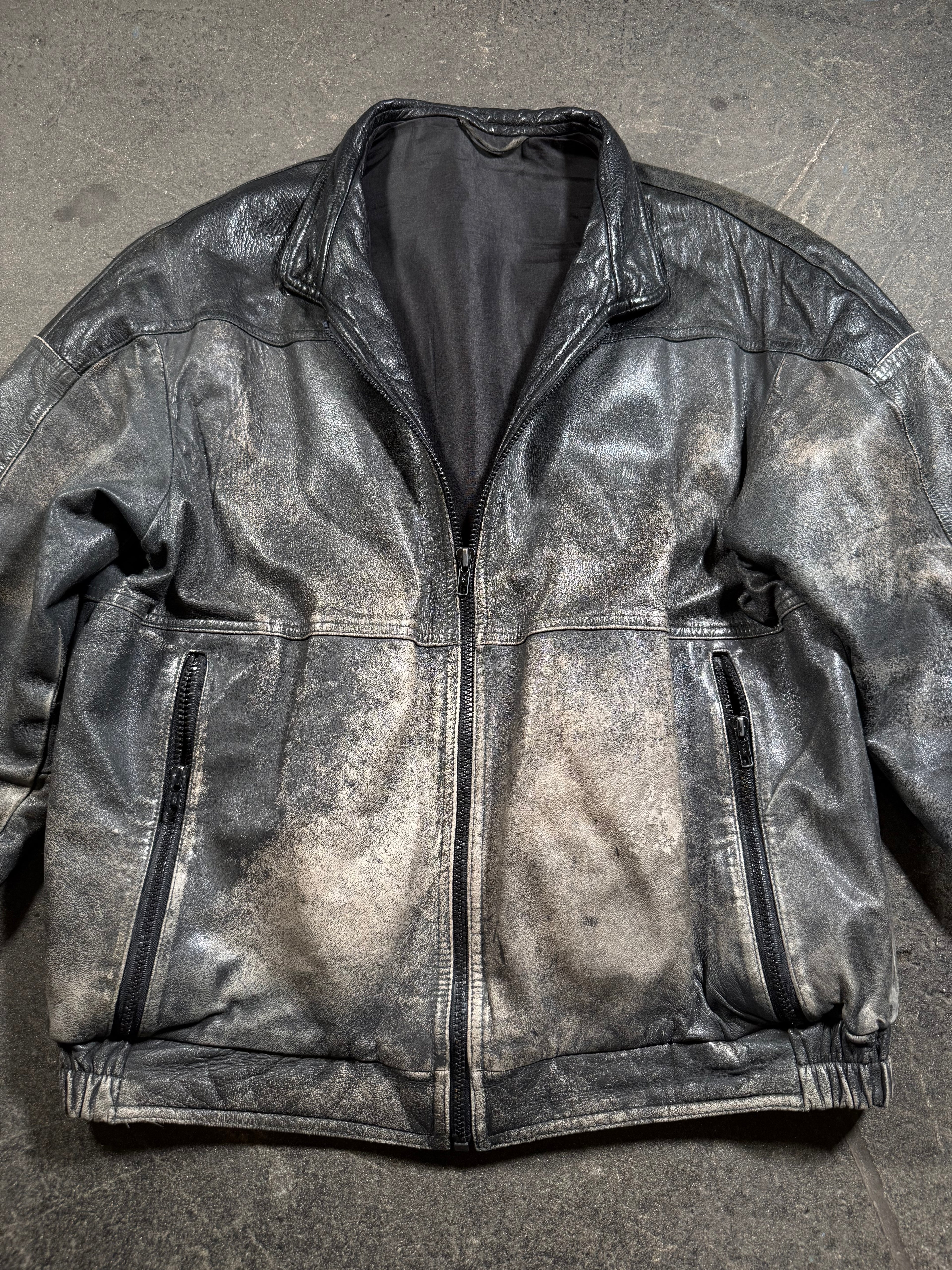 Vintage Lederjacke | Vintage Leather Jacket Aviator | used look | cropped fit | 80's / 90's | M