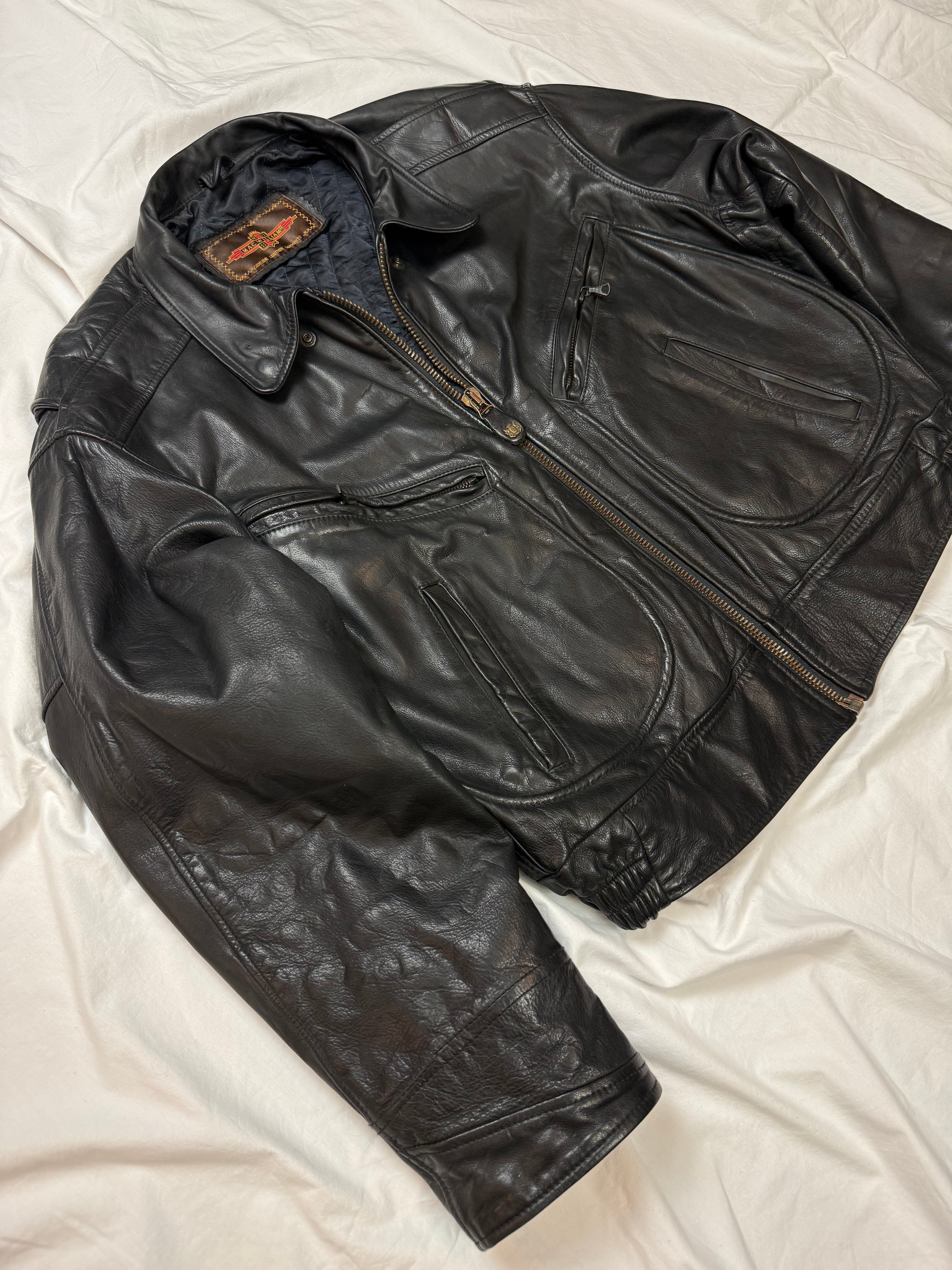 Vintage Leather Jacket Aviator Mac William / cropped fit Leather Jacket / 80's / 90's | L