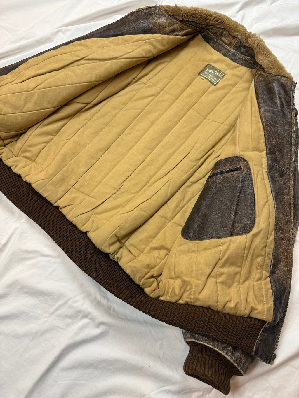 Vintage Leather Jacket Aviator / Bomberjacke / used look / 80's 90's | L