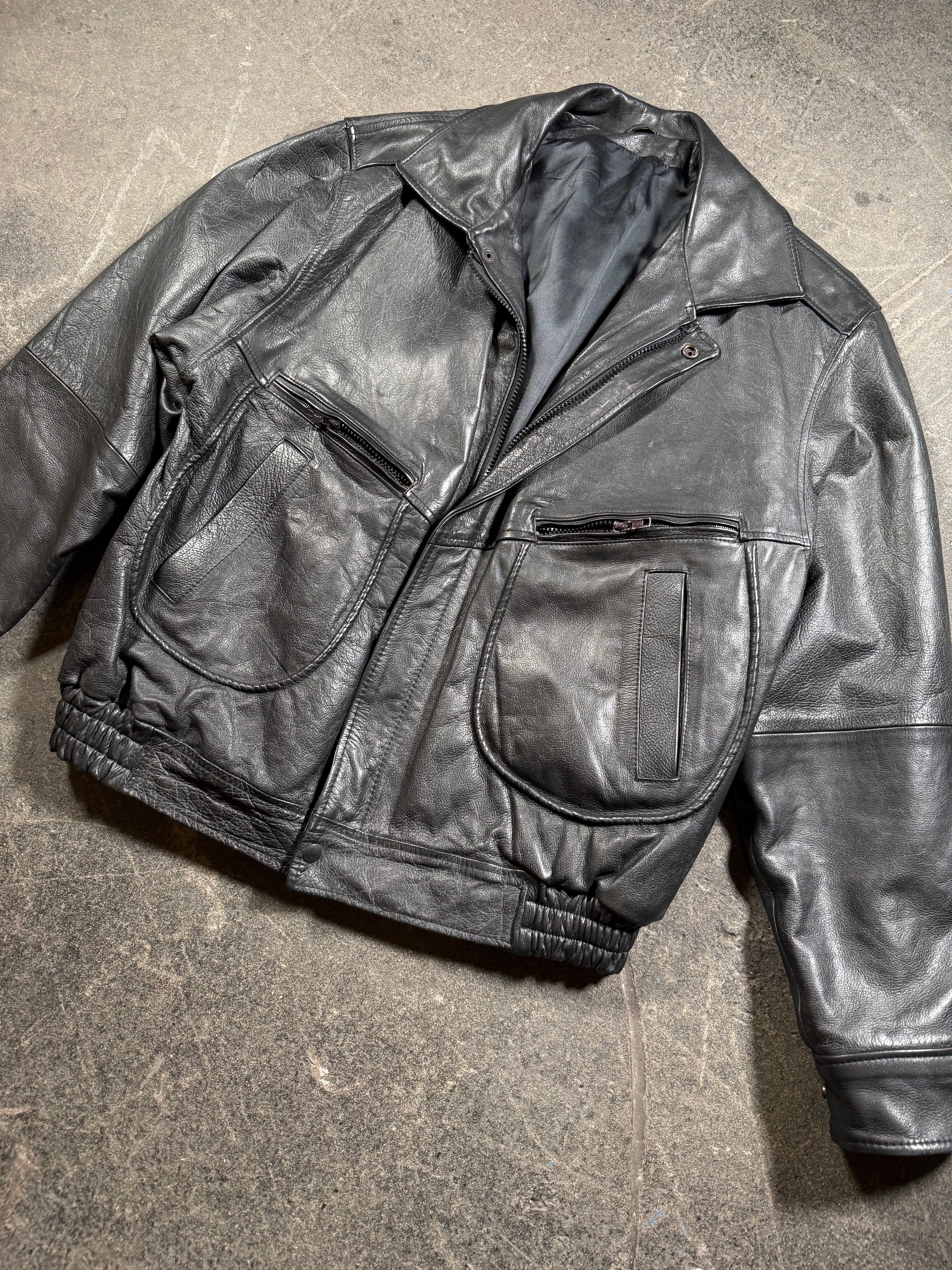 Vintage Lederjacke | Vintage Leather Jacket Aviator | cropped fit | 80's / 90's | M