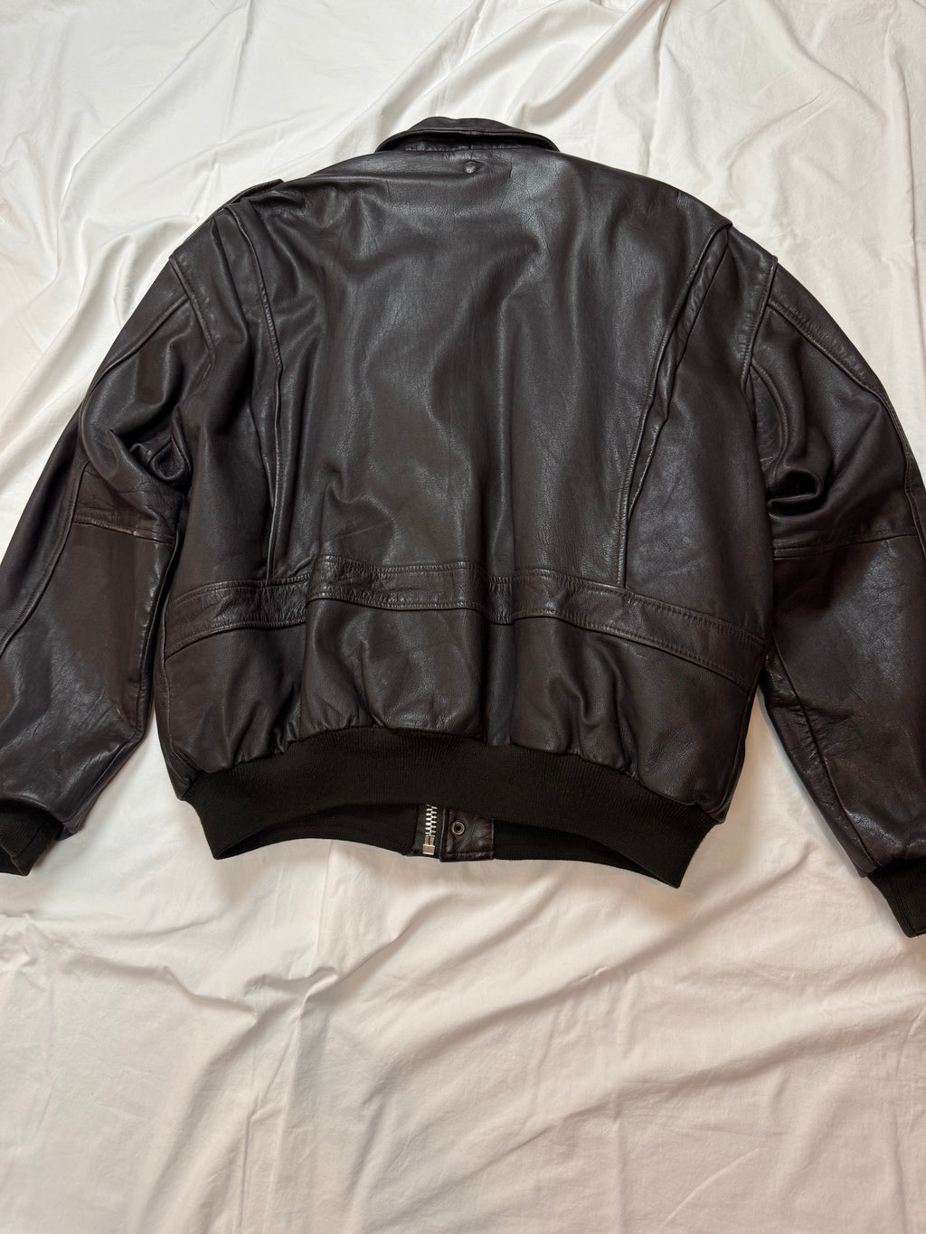 Vintage Lederjacke Aviator mit Innenfell / 80's / 90's | L