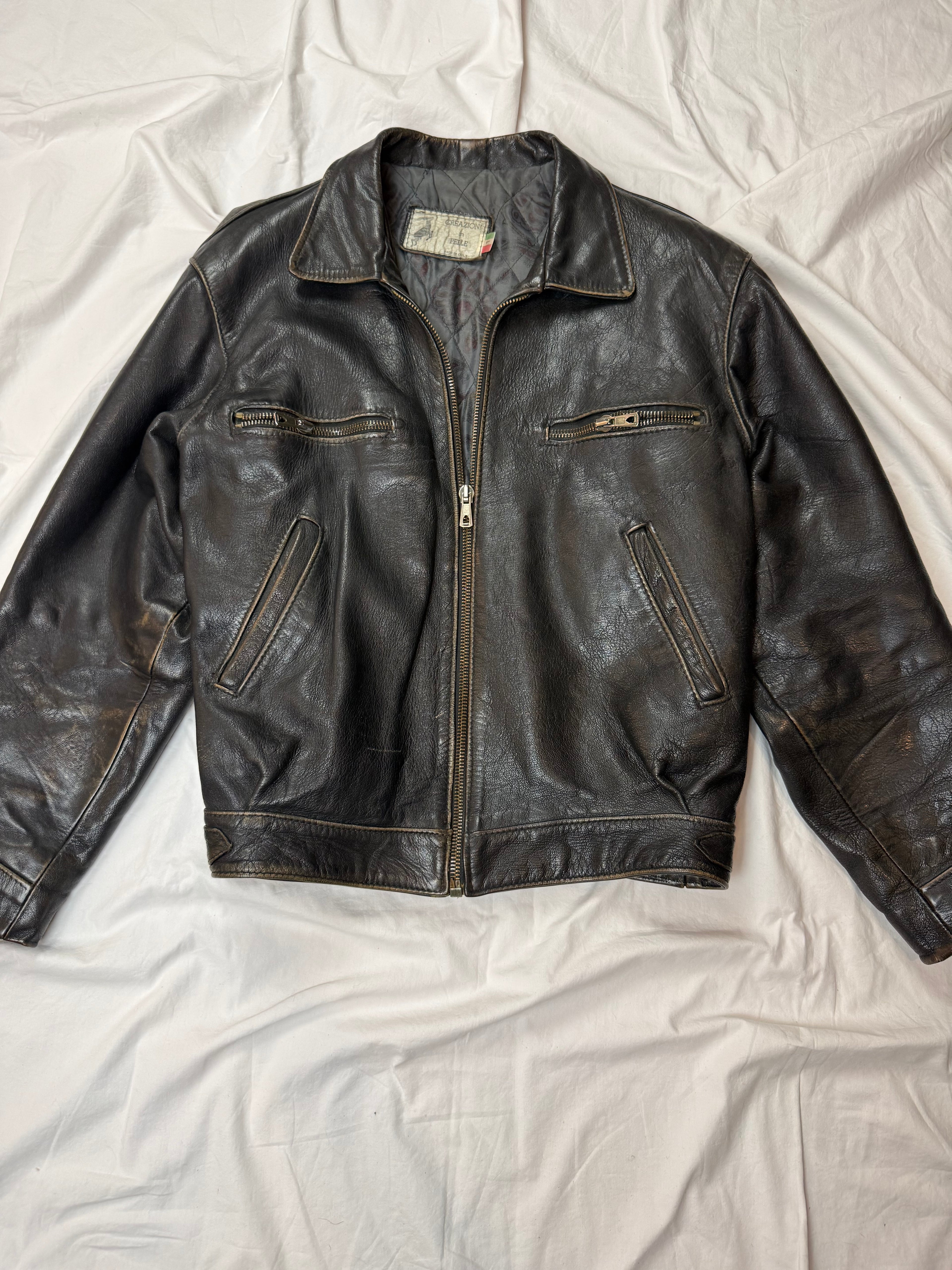 Vintage Leather Jacket Aviator cropped fit / Leather
Jacket / 80's/ 90's | L