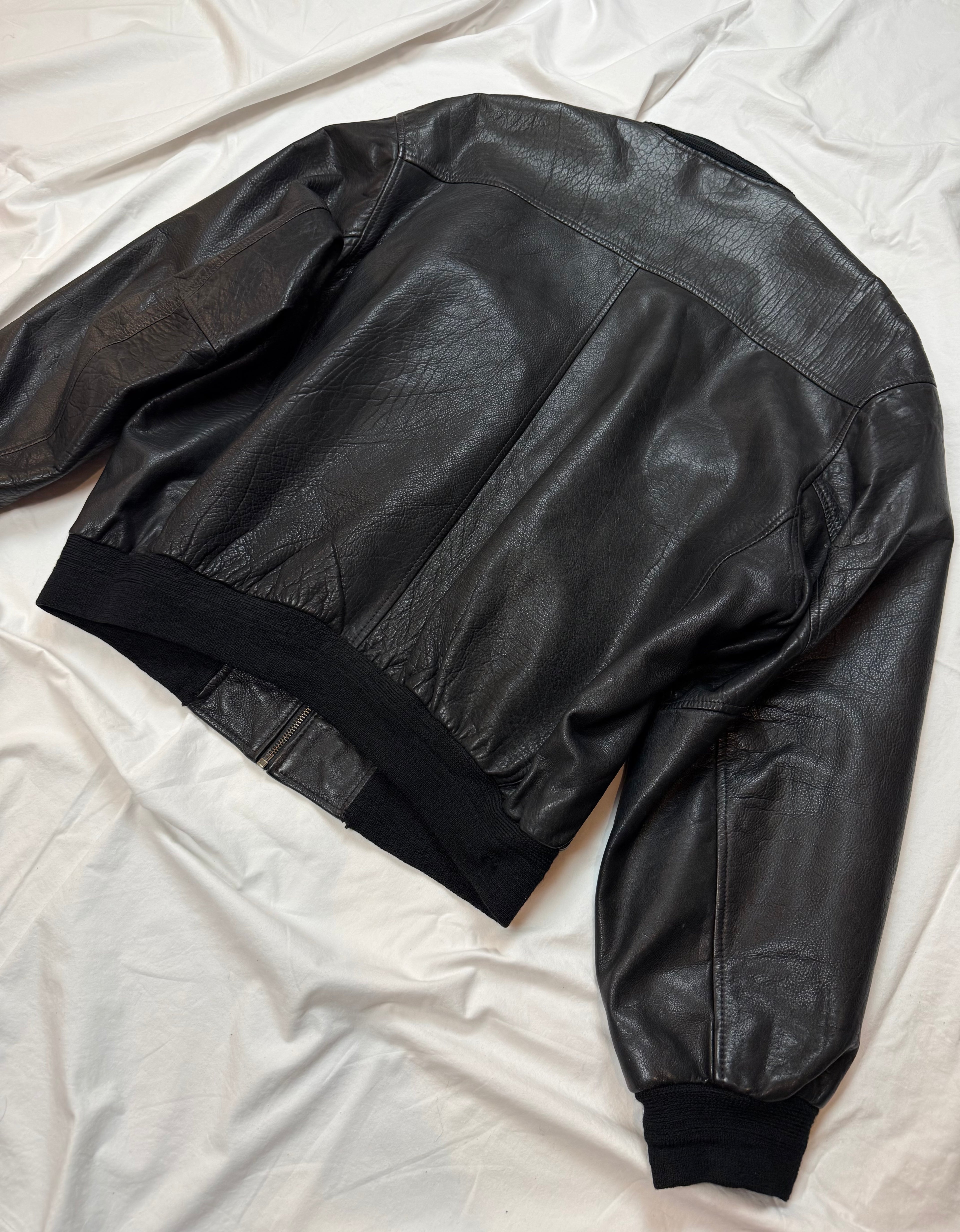 Vintage Leather Jacket Aviator / Bomberjacke cropped fit / 80's / 90's | M