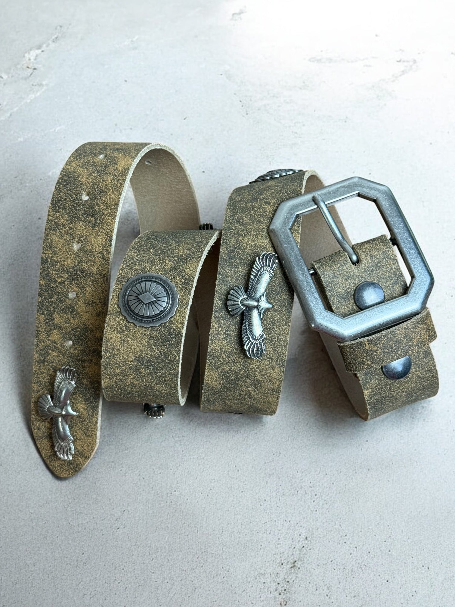 eagle concho leather belt | handmade | vintage look