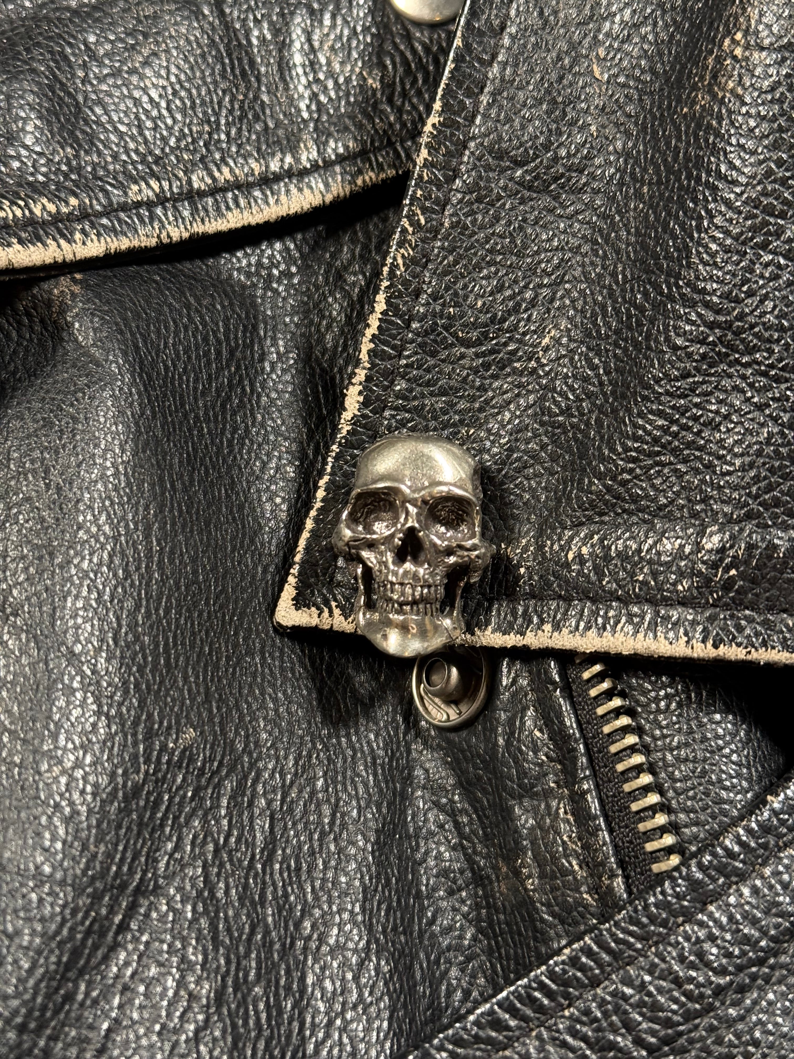 Vintage Biker Lederjacke | Vintage Leather Jacket | used look | cropped fit | 80's / 90's | M