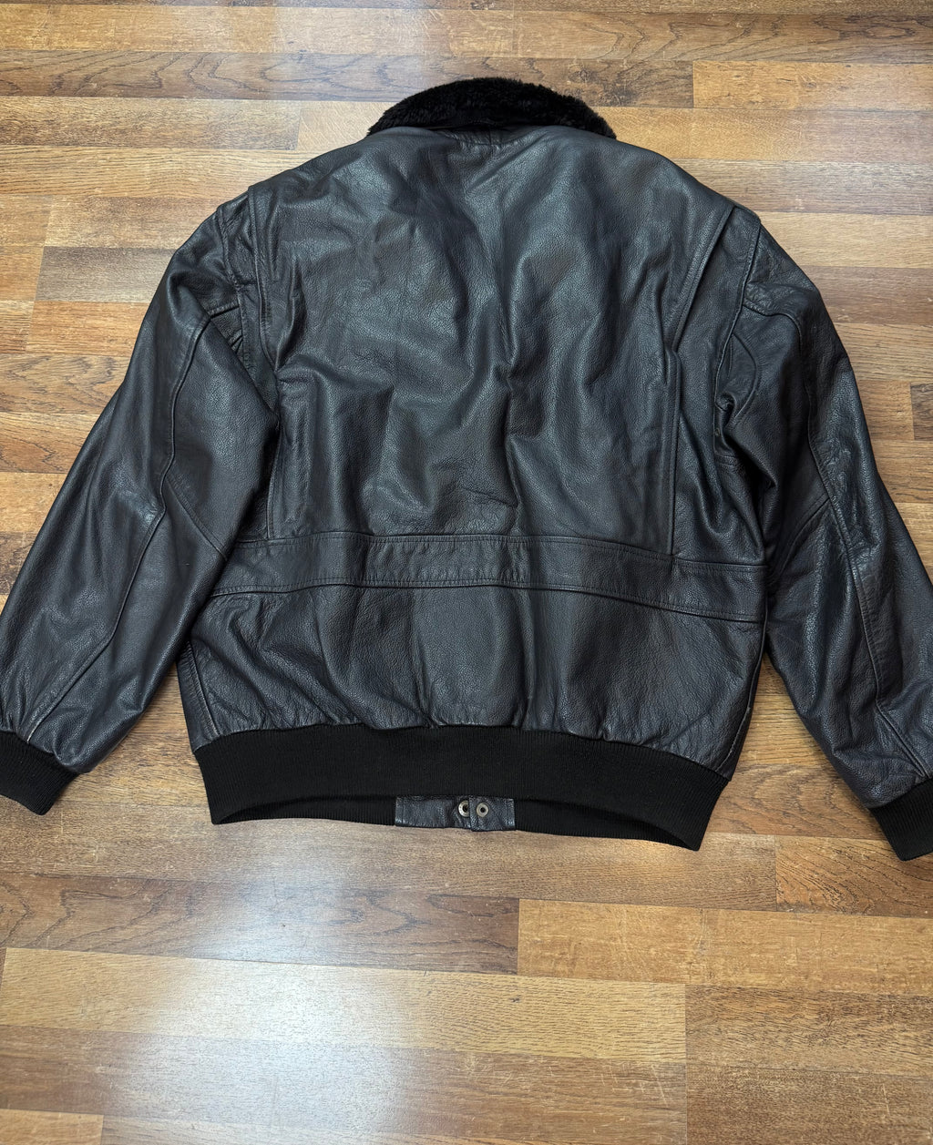 Vintage Lederjacke Aviator mit Innenfell & Fellkragen / 80's / 90's | L